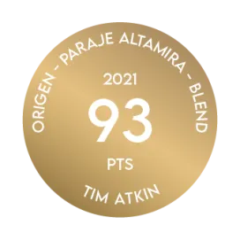 Medalla recibida por el Terrazas de los Andes Origen Malbec y Cabernet Sauvignon de Paraje Altamira 2021 por parte de Tim Atkin, quien otorgó 93 puntos a nuestro destacado vino tinto de altura proveniente de Mendoza, Argentina