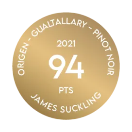 Medalla recibida por el Terrazas de los Andes Origen Pinot Noir de Gualtallary 2021 por parte de James Suckling, quien otorgó 94 puntos a nuestro destacado vino tinto de altura, de Mendoza, Argentina