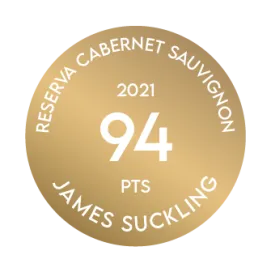 Award medal of Terrazas de los Andes Cabernet Sauvignon 2021 from James Suckling 94 points for our outstanding red high-altitude wine from Mendoza Argentina