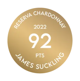 Award medal of Terrazas de los Andes Reserva Chardonnay 2022 from James Suckling 92 points for our outstanding white high-altitude wine from Mendoza Argentina
