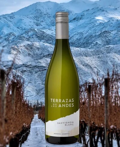 Garrafa de Terrazas de los Andes Sauvignon Blanc 2025, vinho branco de altitude e de montanha, proveniente de Mendoza, Argentina.