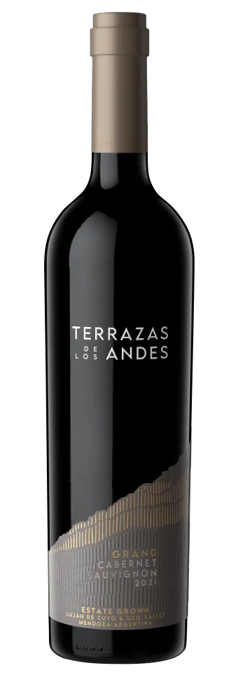 Botella de Terrazas de los Andes Grand Cabernet-Sauvignon 2021, vino tinto de altura y de montaña, proveniente de Mendoza, Argentina