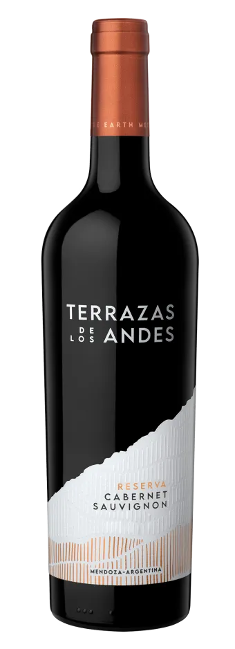 Bottle of Terrazas de los Andes Reserva Cabernet Sauvignon 2021 high altitude red mountain wine from Mendoza, Argentina