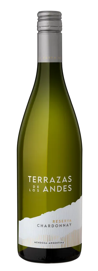 Bottle of Terrazas de los Andes Reserva Chardonnay 2023 high altitude white mountain wine from Mendoza, Argentina