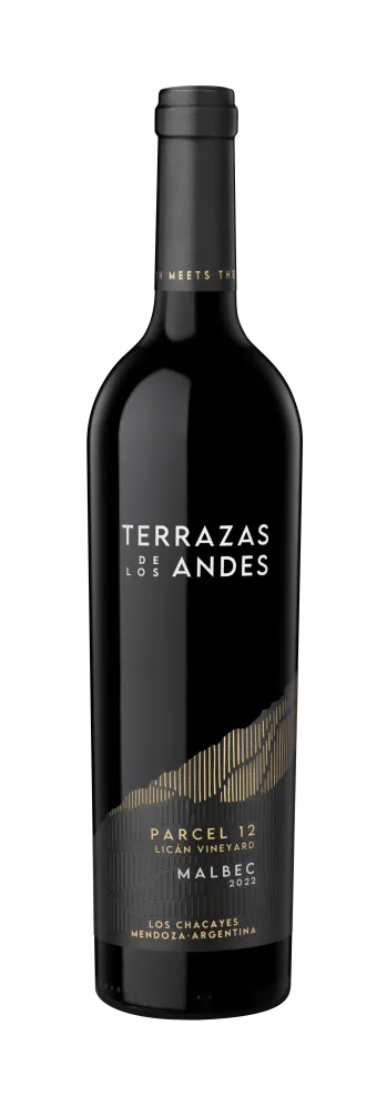 Bottle of Terrazas de los Andes Parcel Licán 2022 high altitude red mountain wine from Mendoza, Argentina