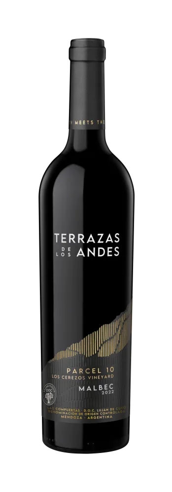 Botella de Terrazas de los Andes Parcel Los Cerezos 2022, vino tinto de altura y de montaña, proveniente de Mendoza, Argentina