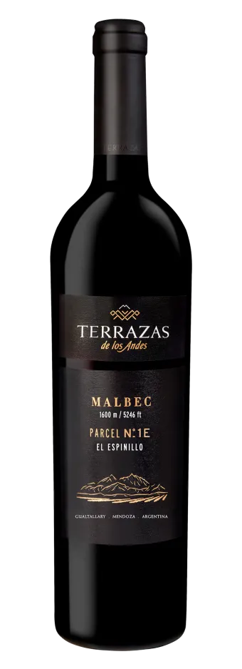 Bottle of Terrazas de los Andes Parcel Espinillo 2020 high altitude red mountain wine from Mendoza, Argentina