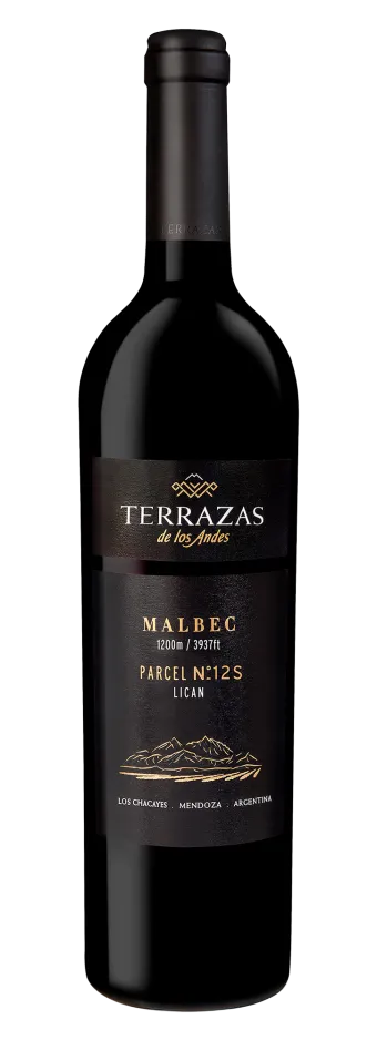 Bottle of Terrazas de los Andes Parcel Licán 2020 high altitude red mountain wine from Mendoza, Argentina