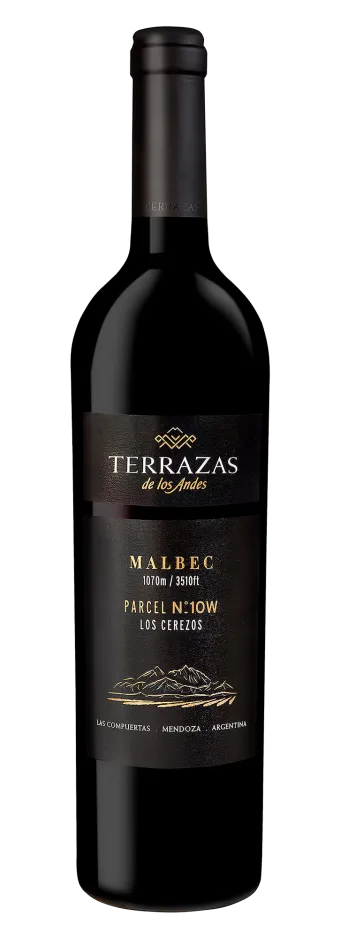 Bottle of Terrazas de los Andes Parcel Los Cerezos 2020 high altitude red mountain wine from Mendoza, Argentina
