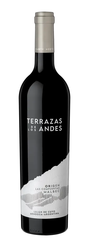 Botella de Terrazas de los Andes Origen Las Compuertas 2021, vino tinto de altura y de montaña, proveniente de Mendoza, Argentina
