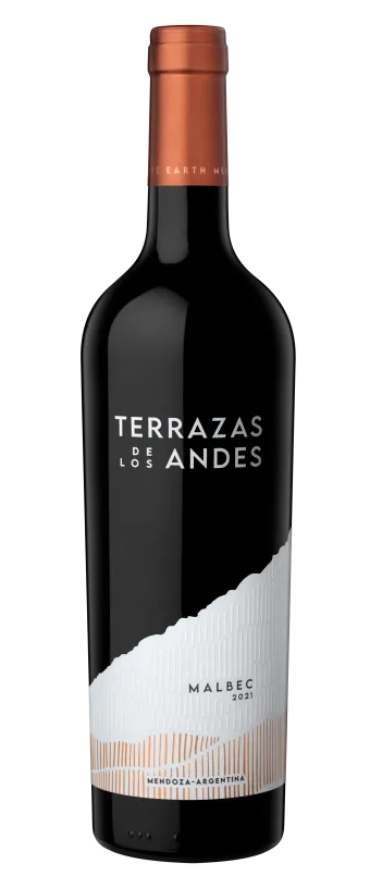 Bottle of Terrazas de los Andes Reserva Malbec 2021 high altitude red mountain wine from Mendoza, Argentina